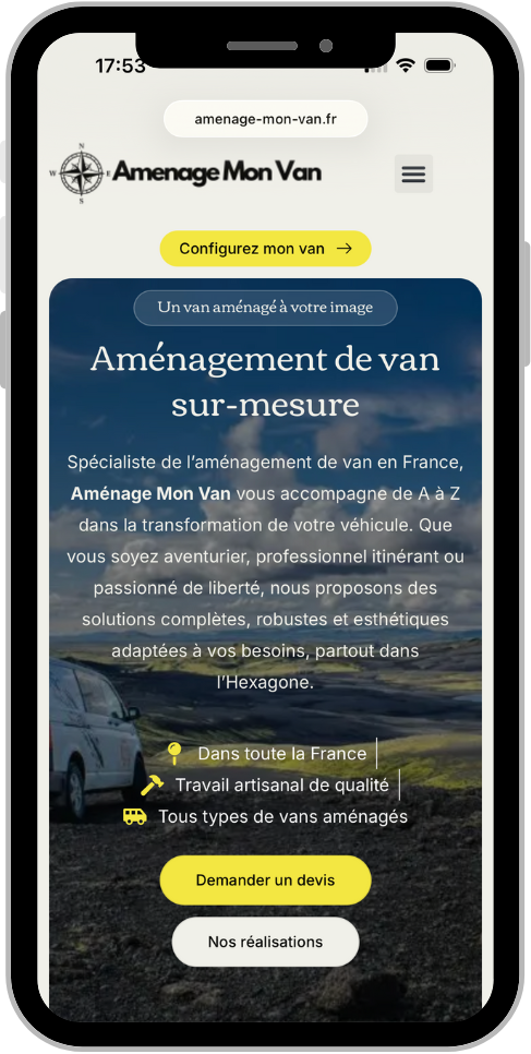 Création site internet pour aménageur de vans